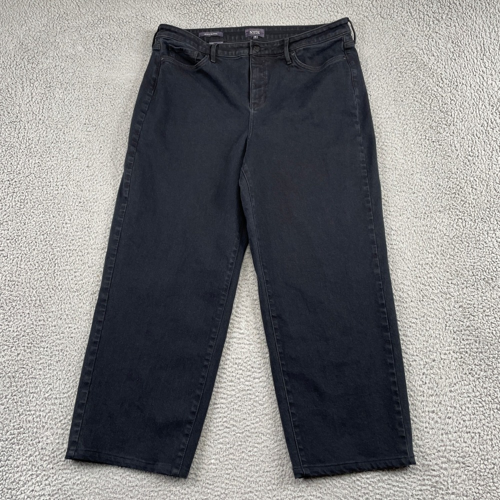 NYDJ Jeans Women 14 Black Jemma Barrel Lift Tuck Wide Leg Denim Pants